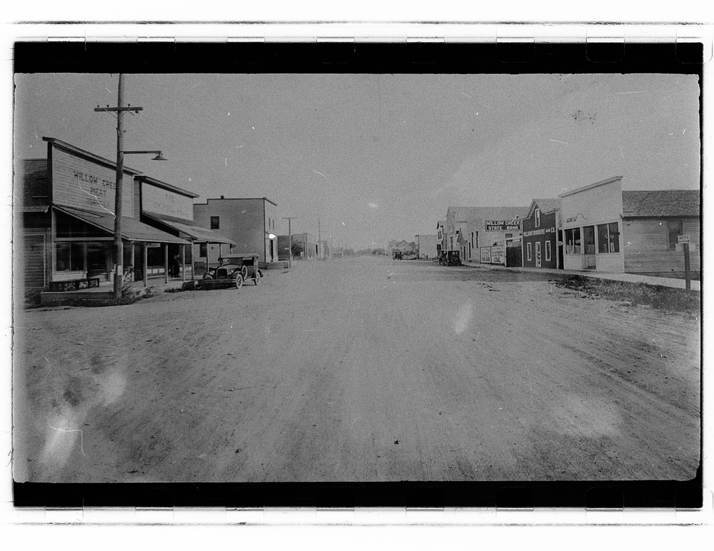 Main Street of Willow Creek looking south in the early 1900s. Photo courtesy of Patrick Finnega and Robin Sorensen at the Headwaters Heritage Museum in Three Forks, Montana.