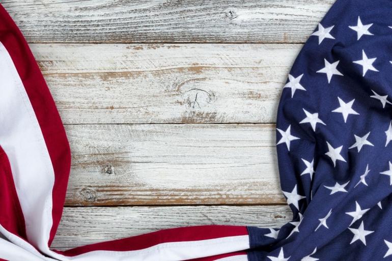 Flag on wood